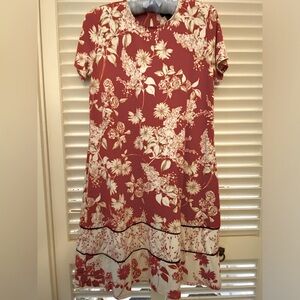 JJill Dress, Wearever collection. Red and cream print
